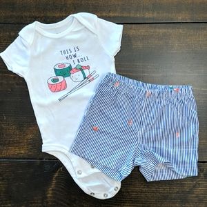 Carter's 3mo This is How I Roll onesie/short set